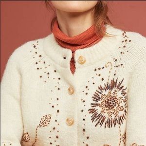 Anthropologie Field Flower Button Sweater